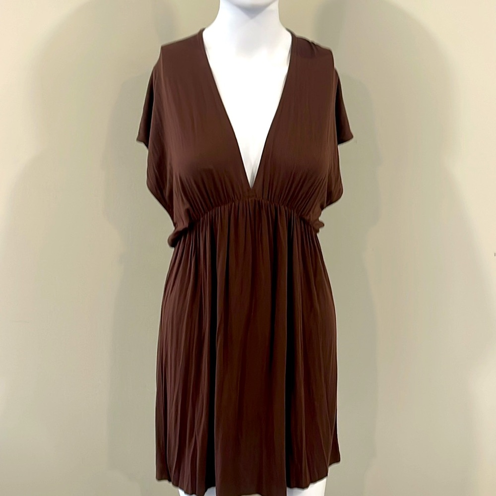 Vintage VS Brown V-neck Tunic/Dress/Coverup  Lightweight,Flowing & Super Soft.XS